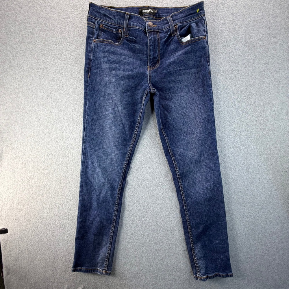 RSQ Slim Fit Dark Wash Stretch Denim Jeans Mens 29x30 Blue Tapered Leg